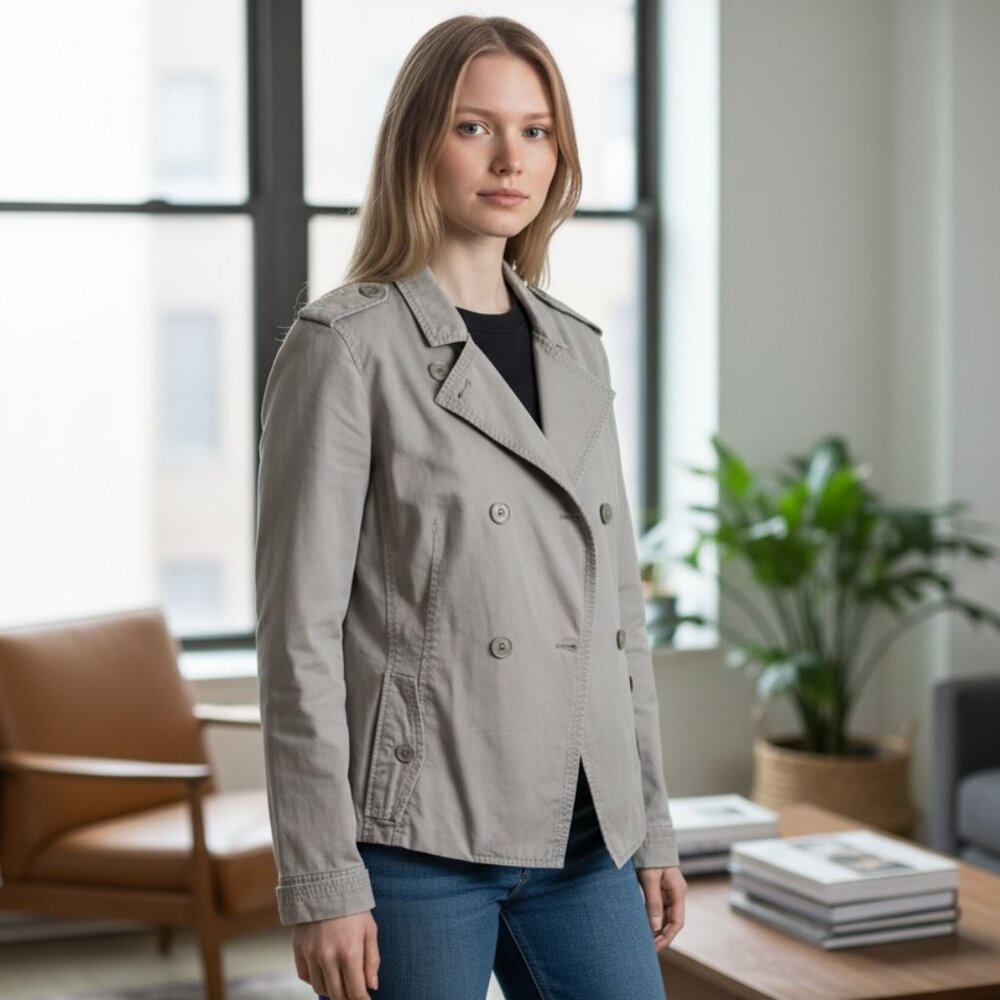 Banana Republic Utility Jacket – Size 12, Classic Double-Breasted Style